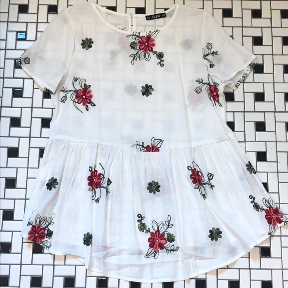 SHEIN Floral Peplum Top